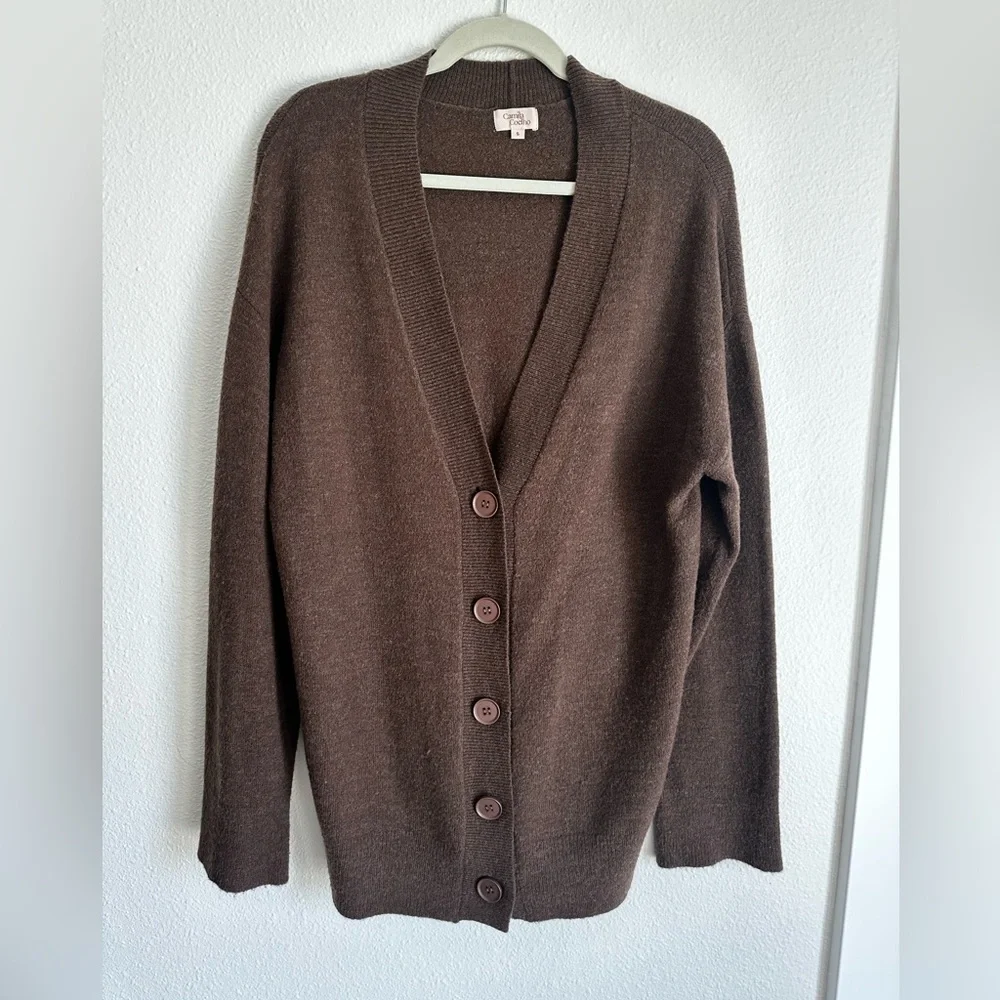 Camila Coelho Trista Oversized Cardigan in Chocolate - Picture 5 of 7